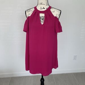 Womens Fuschia Pink Cold Shoulder Dress Size XS